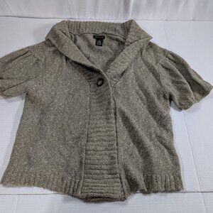 BCBG Maxazria size large one button cardigan short sleeve wool blend green